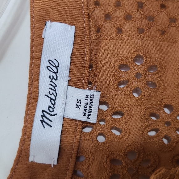 Madewell Eyelet Double Tie Peasant Top Size XS - Picture 7 of 9